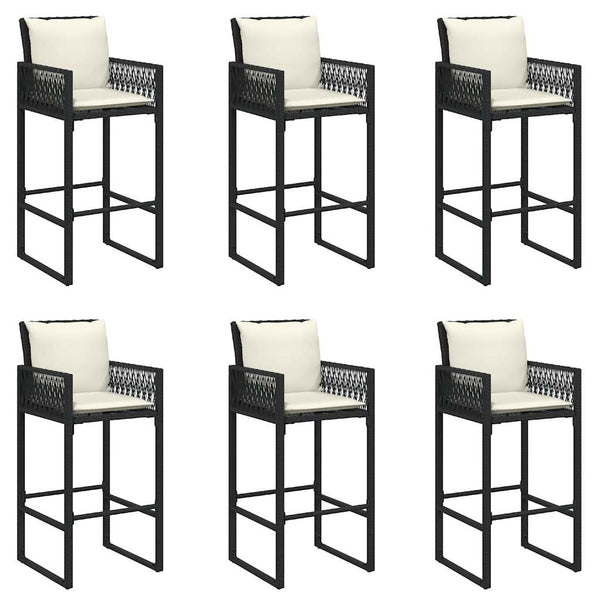 7-tlg. Gartenbar-Set Schwarz Poly Rattan Akazie