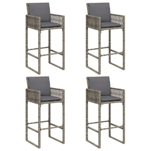 5-tlg. Gartenbar-Set Grau Poly Rattan Akazie