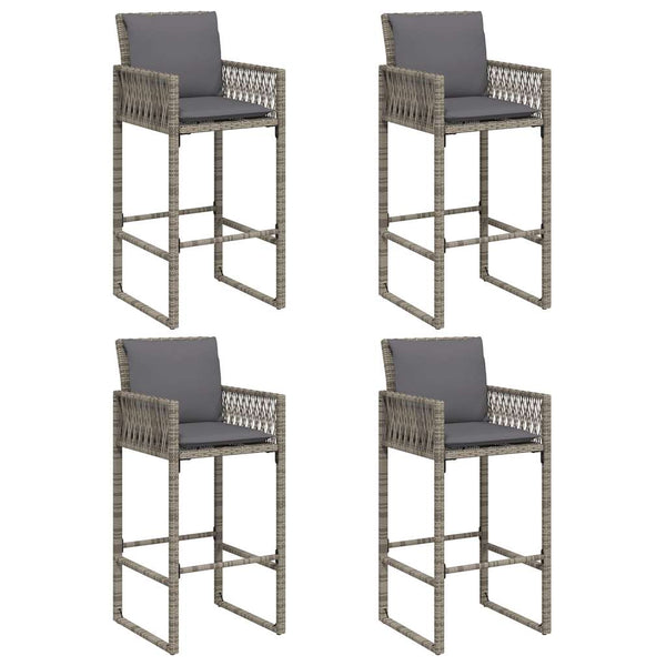 5-tlg. Gartenbar-Set Grau Poly Rattan Akazie