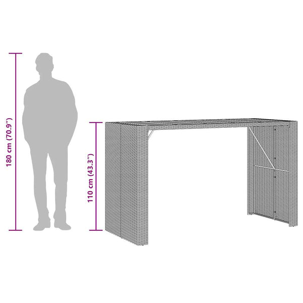 5-tlg. Gartenbar-Set Grau Poly Rattan Akazie
