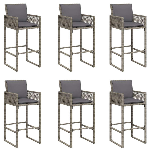 7-tlg. Gartenbar-Set Grau Poly Rattan Akazie