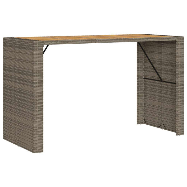 7-tlg. Gartenbar-Set Grau Poly Rattan Akazie