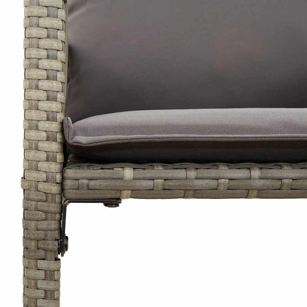 7-tlg. Gartenbar-Set Grau Poly Rattan Akazie