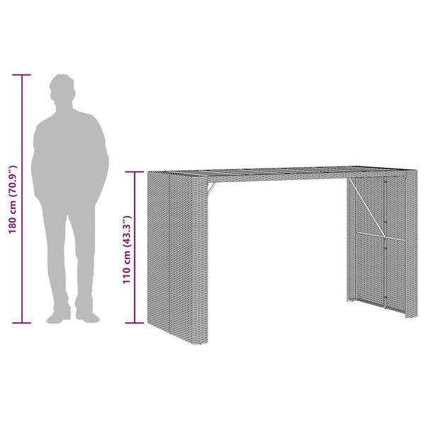 7-tlg. Gartenbar-Set Grau Poly Rattan Akazie