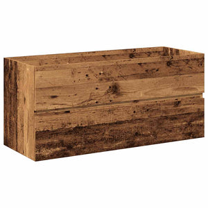Waschbeckenunterschrank mit Einbaubecken Altholz