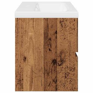 Waschbeckenunterschrank mit Einbaubecken Altholz
