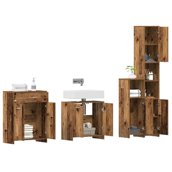 Badmöbel Set, 4-teilig, Altholz-Optik