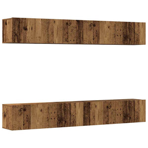 TV-Wandschrank-Set, 4-teilig, Altholz