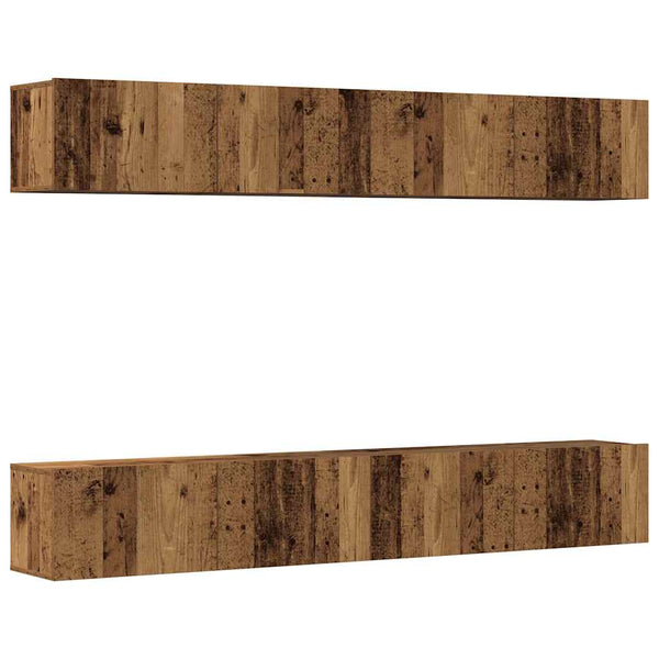 TV-Wandschrank-Set, 4-teilig, Altholz
