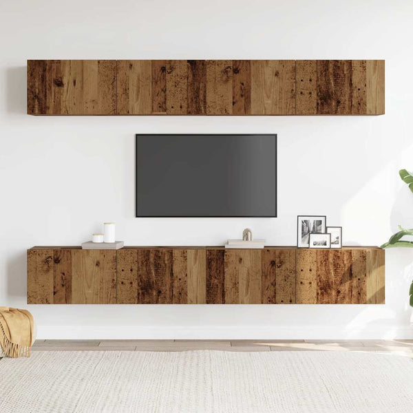 TV-Wandschrank-Set, 4-teilig, Altholz
