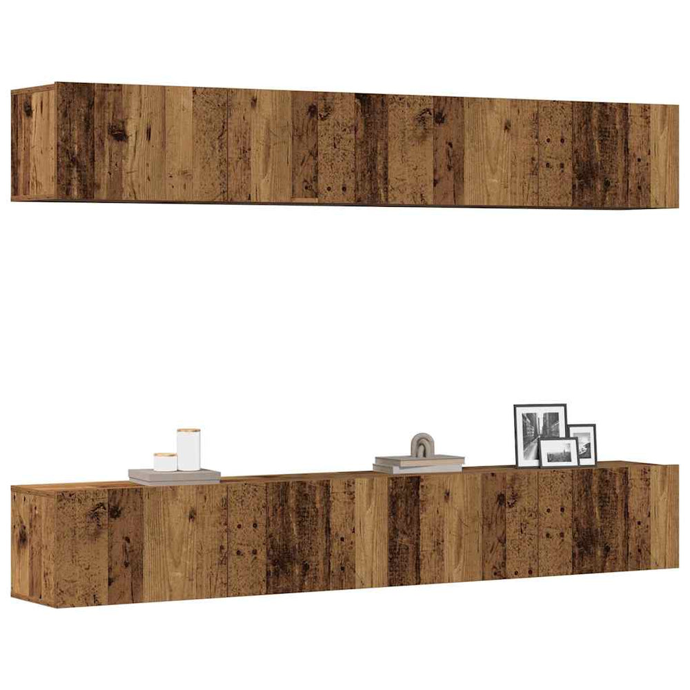 TV-Wandschrank-Set, 4-teilig, Altholz