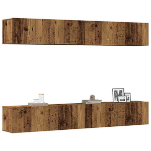 TV-Wandschrank-Set, 4-teilig, Altholz