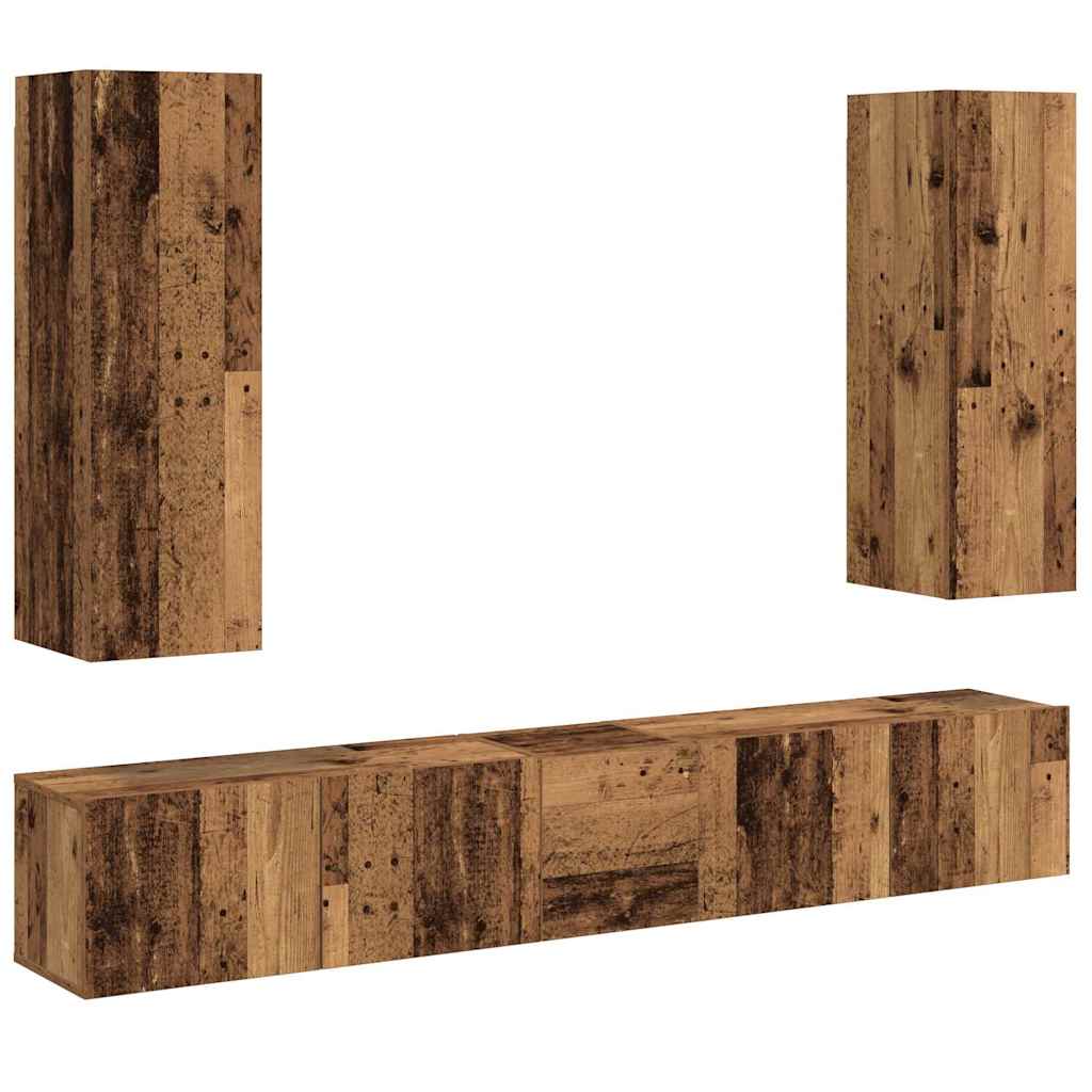 TV-Wandschränke 5er Set Altholz-Optik