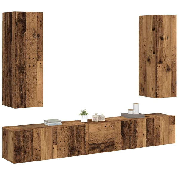 TV-Wandschränke 5er Set Altholz-Optik