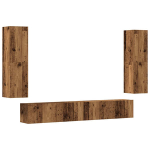 TV-Wandschränke 4er Set Altholz-Optik
