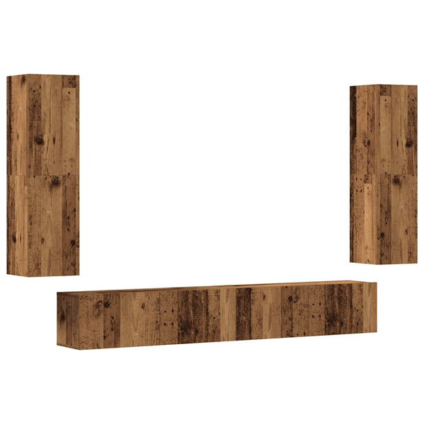 TV-Wandschränke 4er Set Altholz-Optik