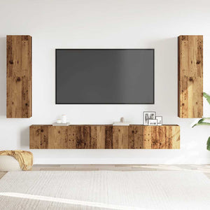 TV-Wandschränke 4er Set Altholz-Optik