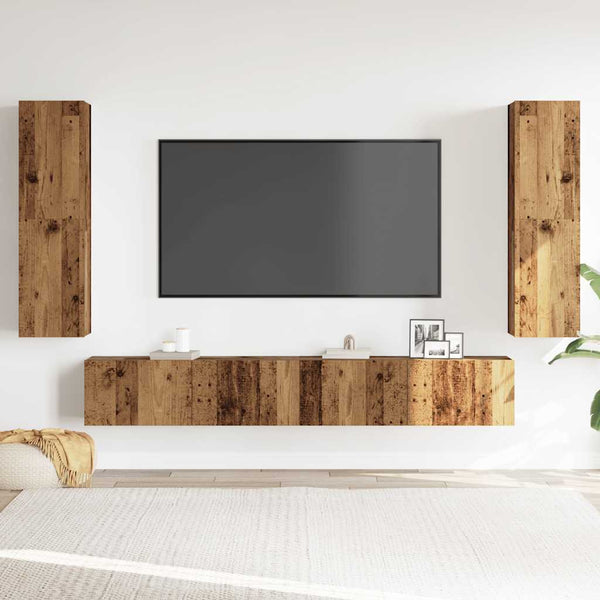 TV-Wandschränke 4er Set Altholz-Optik