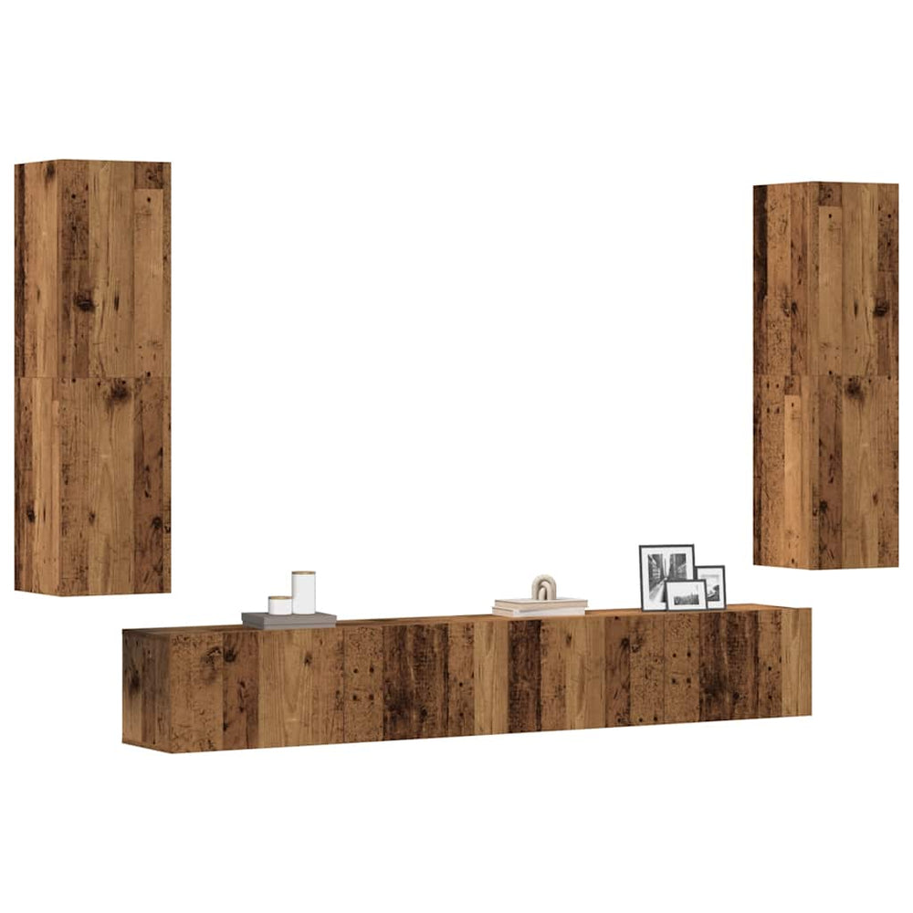 TV-Wandschränke 4er Set Altholz-Optik