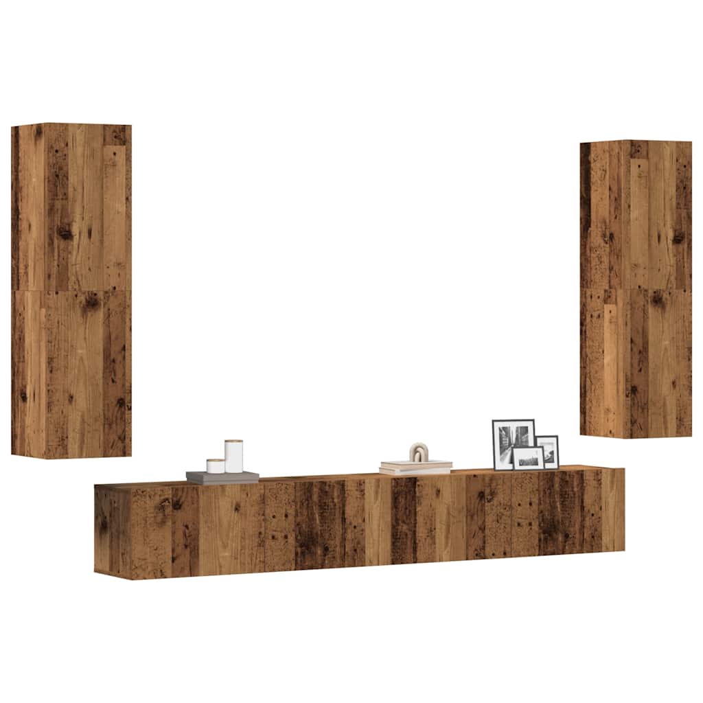 TV-Wandschränke 4er Set Altholz-Optik