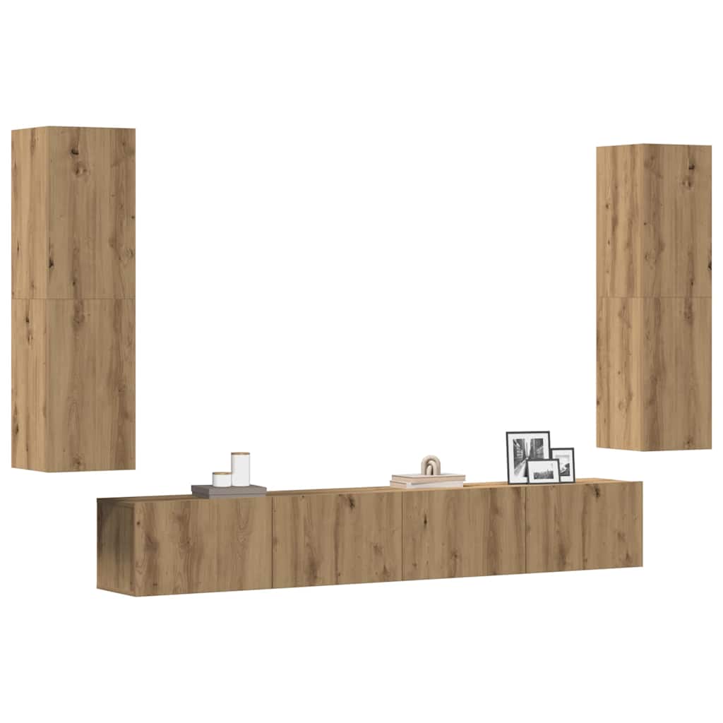 TV-Wandschränke 4er Set Artisan Eiche