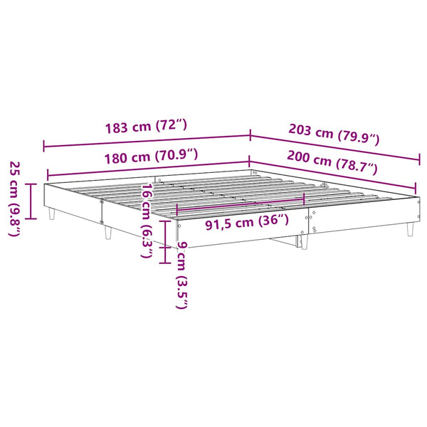 Bettgestell Betongrau 180x200 cm