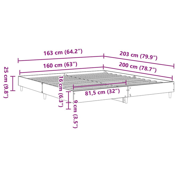 Bettgestell Betongrau 160x200 cm