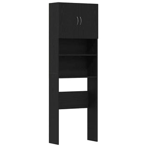 Waschmaschinenschrank Schwarz Eichenoptik 64x24x190cm