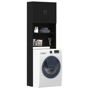 Waschmaschinenschrank Schwarz Eichenoptik 64x24x190cm