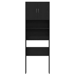 Waschmaschinenschrank Schwarz Eichenoptik 64x24x190cm
