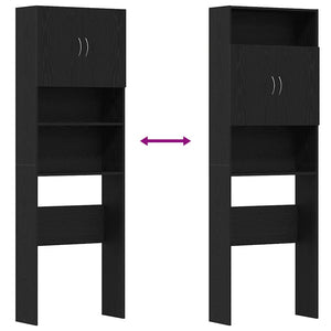Waschmaschinenschrank Schwarz Eichenoptik 64x24x190cm
