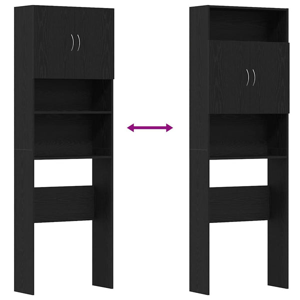Waschmaschinenschrank Schwarz Eichenoptik 64x24x190cm