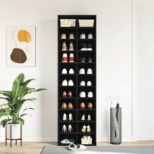 Schuhschrank Schwarz Eichen-Optik 183cm