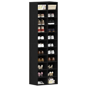 Schuhschrank Schwarz Eichen-Optik 183cm