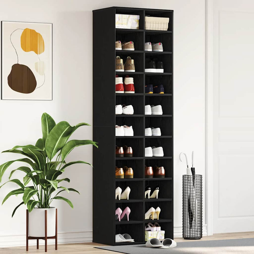 Schuhschrank Schwarz Eichen-Optik 183cm