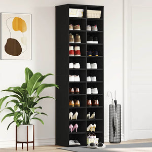 Schuhschrank Schwarz Eichen-Optik 183cm