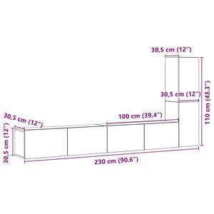 TV-Wandschränke 3er Set Altholz-Optik