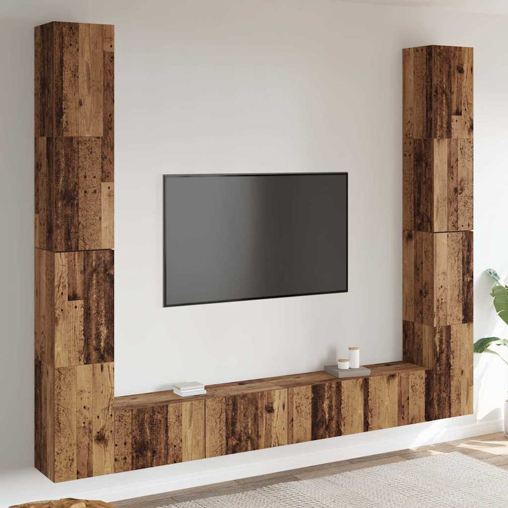 TV-Wandschränke 6er Set Altholz-Optik