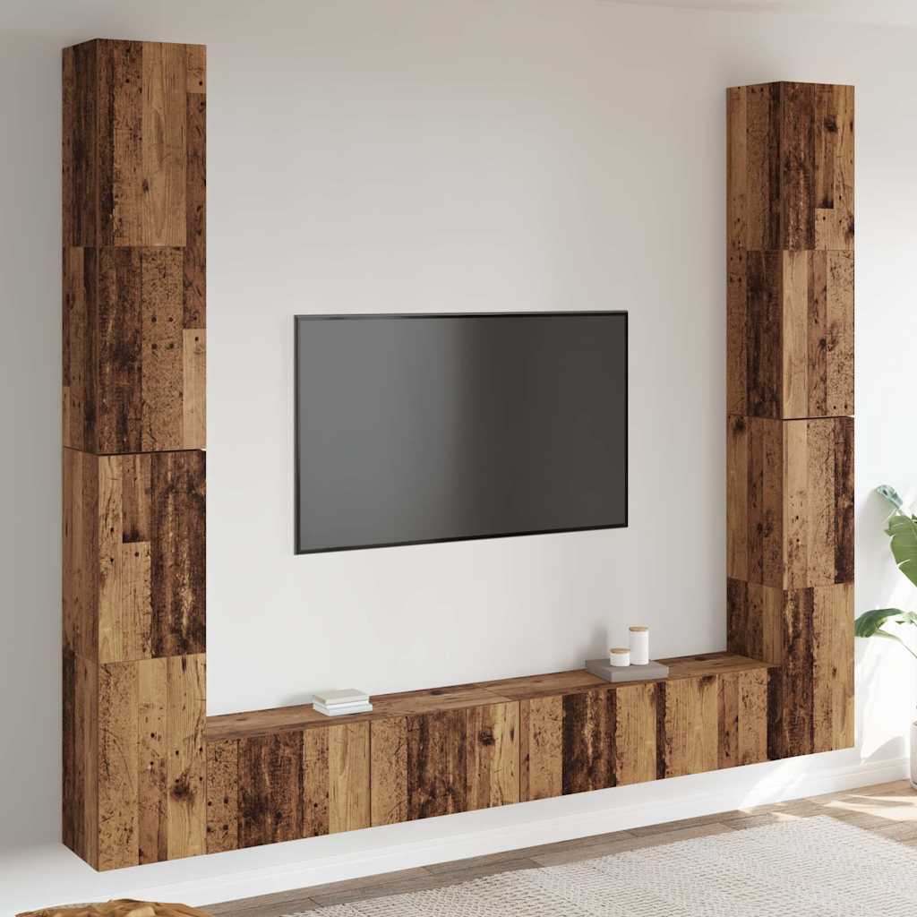TV-Wandschränke 6er Set Altholz-Optik
