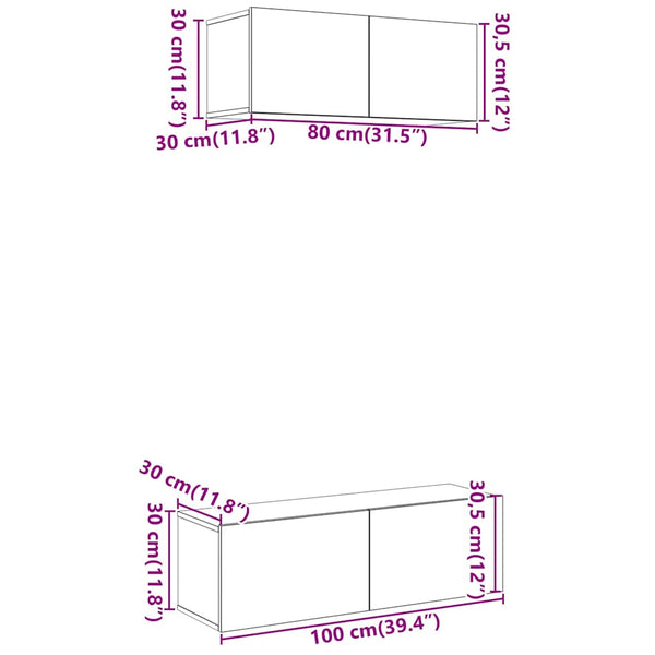 2-tlg. TV-Schrank Set Altholz-Optik