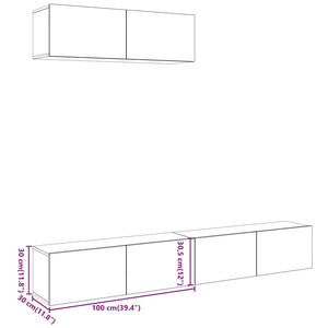 TV-Wandschränke 3er Altholz-Optik 100x30x30cm