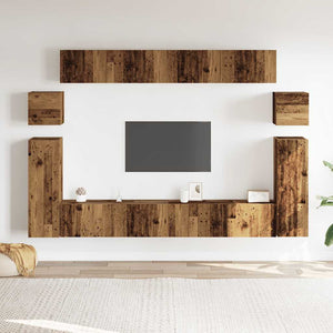 TV-Schrank-Set, 8-teilig, Altholz-Optik