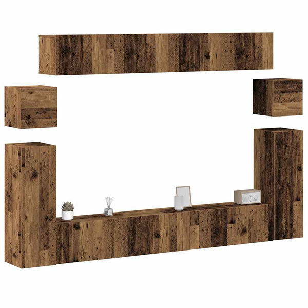 TV-Schrank-Set, 8-teilig, Altholz-Optik