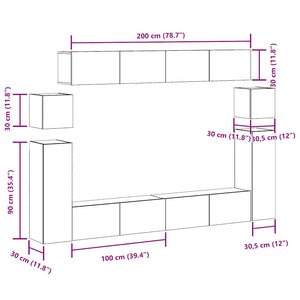 8-teiliges TV-Schrank-Set Artisan Eiche