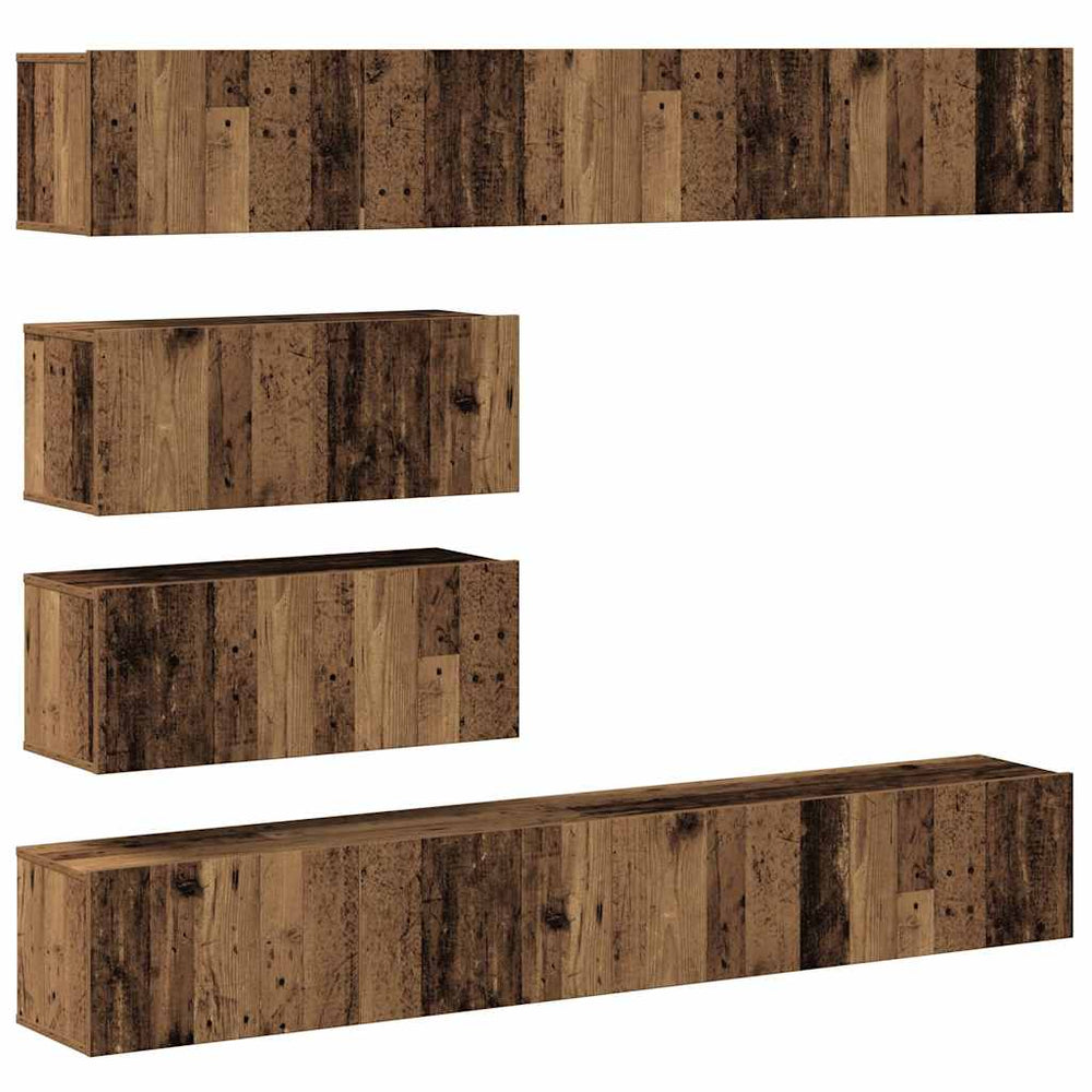 TV-Schrank-Set, 6-teilig, Altholz-Optik