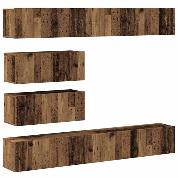 TV-Schrank-Set, 6-teilig, Altholz-Optik