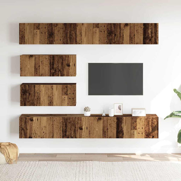 TV-Schrank-Set, 6-teilig, Altholz-Optik