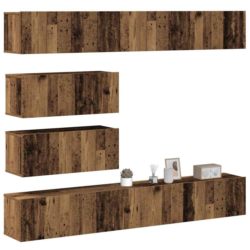 TV-Schrank-Set, 6-teilig, Altholz-Optik