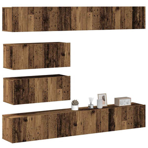 TV-Schrank-Set, 6-teilig, Altholz-Optik