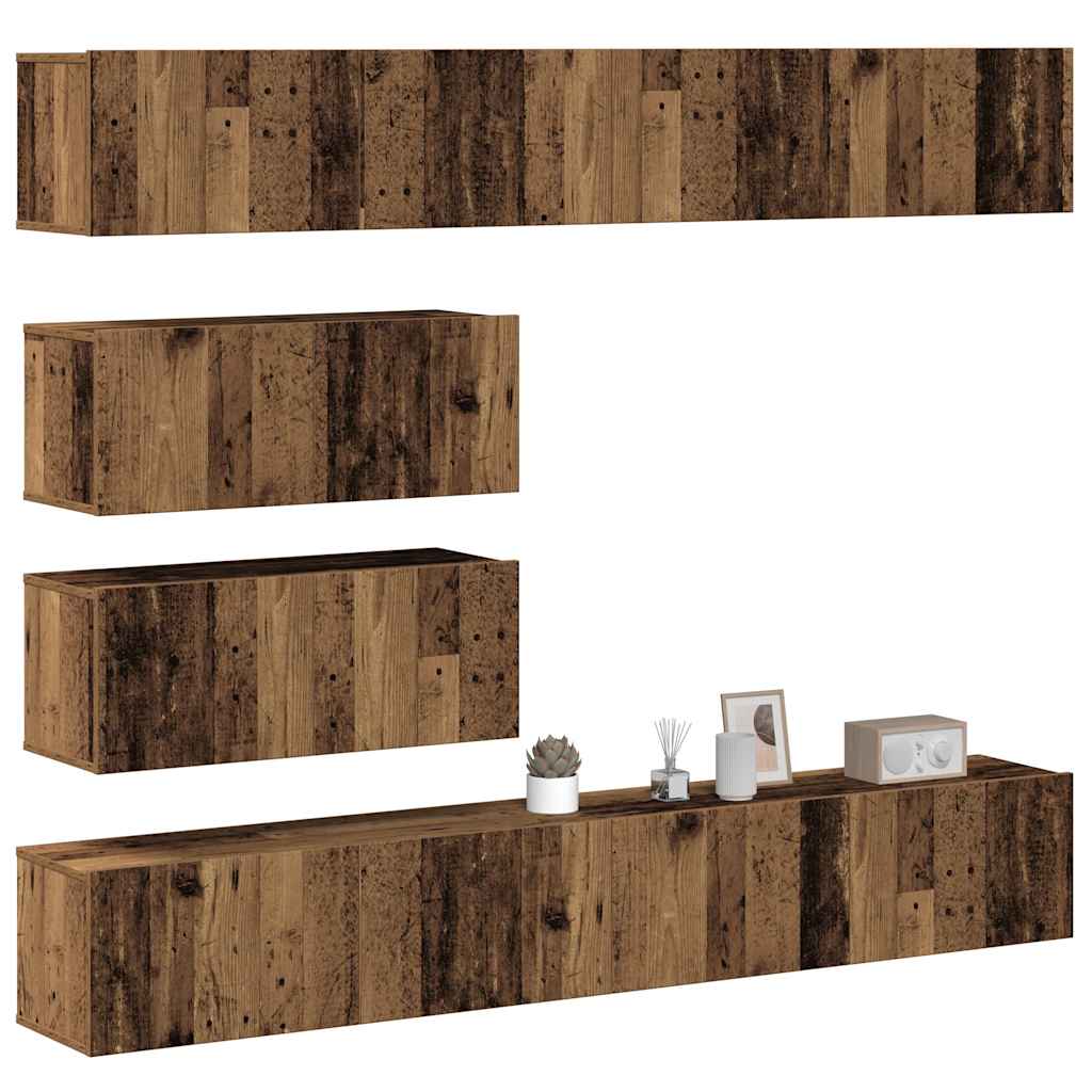 TV-Schrank-Set, 6-teilig, Altholz-Optik